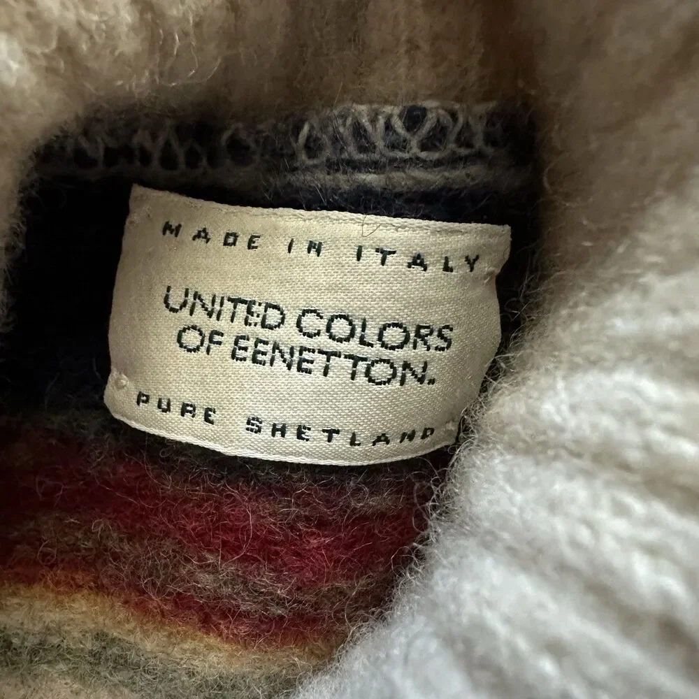United Colors Of Benetton Sweater Youth Sm Cropped Shetland Fair Isle Nordic